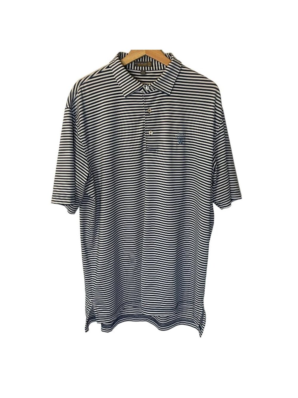 Peter Millar Southern Comfort Striped Polo Shirt Blue L Forest Highlands Golf